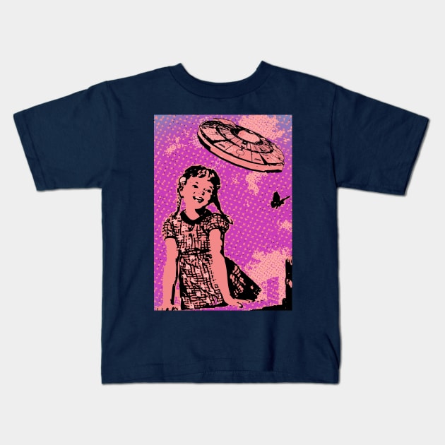 Pink Vintage UFO Kids T-Shirt by miskel